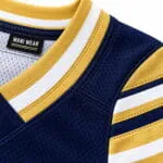 Breathable mesh and reinforced stitching on football jersey
