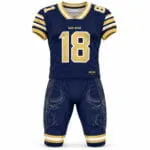 Navy blue and gold custom American football uniform