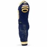 Navy custom football jersey and pants side viewNavy custom football jersey and pants side view