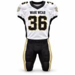Custom white black and gold American Football Uniform front view