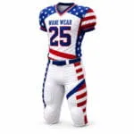 Front view of stars-and-stripes custom American football uniform