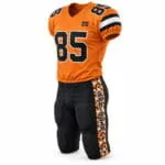 Side view of custom football jersey and padded football pants