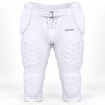 Custom white padded football pants with seven integrated pads