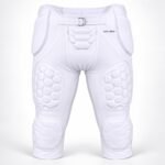 White integrated football pants back view with tailbone and hip pads