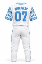 Back view custom baseball jersey with team name and number 07