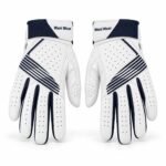 navy and white custom baseball batting gloves front and back view