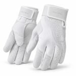 Custom white baseball batting gloves with sheepskin leather palm and Wani Wear wrist strap