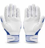 Angled view of mesh batting gloves showing diamond cut-out strap ventilation