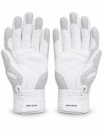 Close-up of long cuff batting gloves ribbed wrist column and pull-tab loops