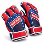 American flag batting gloves in red white and navy with star print back panel