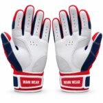 Pair of american flag batting gloves with padded red finger armour and wrist strap