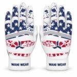 Stars and stripes batting gloves with distressed vintage flag print and mesh vent panel