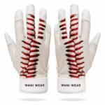 Pair of baseball seam batting gloves with Wani Wear branded wrist strap
