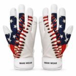 Pair of patriotic batting gloves with Wani Wear branded wrist strap