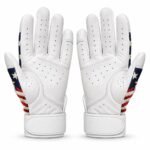 White leather palm view of patriotic batting gloves with perforated fingers