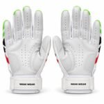 White leather palm view of custom printed batting gloves with perforated fingers