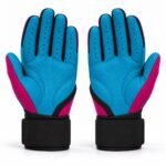 Palm view of custom baseball batting gloves in cyan with reinforced heel