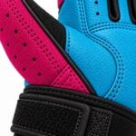 Close-up of custom baseball batting gloves black binding and perforated leather