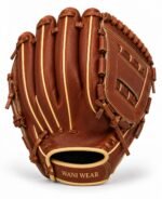 Tan leather outfield baseball gloves with closed basket web and cream welting