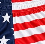 Close-up of breathable mesh fabric on USA flag custom lacrosse shorts