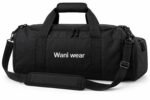 Box-X reinforced stitching on webbing handle of custom gym duffle bag