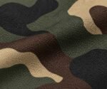 Woodland camouflage fabric close-up for custom bomber jackets, wholesale supplier