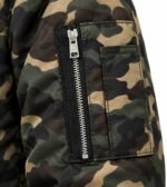MA-1 utility zip sleeve pocket on custom camo bomber jacket by Wani Wear