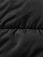 Close-up of woodland camo quilted lining on custom puffer bomber jacket