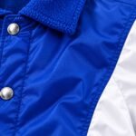 Custom team coach jacket sherpa fleece collar with metal snap buttons
