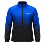 Custom sublimated windbreaker with royal blue to black gradient, full zip and chest logo – Wani Wear