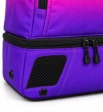 Custom softball bat bag with orange, pink, and purple sublimated gradient and embroidered Thunder 24 team name
