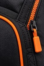 Custom baseball backpack heavy-duty orange molded zipper with rubber puller and orange piping