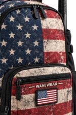 Sublimated baseball bat bag distressed stars and stripes print with rubber USA flag patch