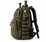 Olive green tactical baseball backpack bat sleeve with MOLLE webbing, buckle strap and mesh bottle pocket