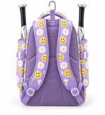 Personalized softball backpack back view with padded adjustable shoulder straps and breathable air-mesh back panel