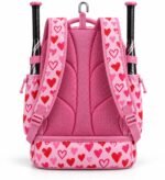 Back of personalized softball bat bag with breathable air mesh panel and adjustable padded straps