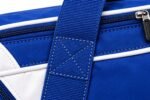 Box-X reinforced stitching on webbing handle of a custom softball bat bag