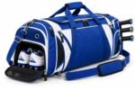 Custom softball bat bag with ventilated cleat compartment and three bat sleeves